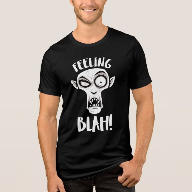 Feeling Blah Nosferatu Vampire In White Tri-Blend Shirt (Front)