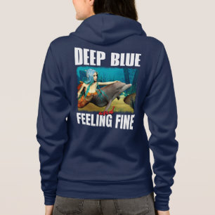 Feeling Blue Ocean Mermaid Dolphin Art Hoodie
