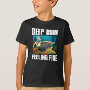 Feeling Blue Ocean Mermaid Dolphin Art T-Shirt