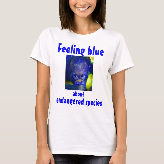 Feeling Blue Orangutan Red Ape T-Shirt (Front)