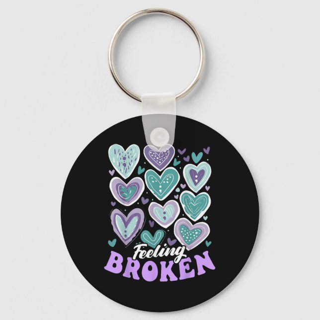 Feeling Broken, Suicide Prevention Heart, Suicide  Key Ring (Front)