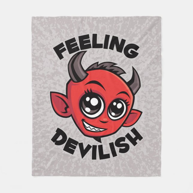 Feeling Devilish Cute Smiling Devil Fleece Blanket (Front)