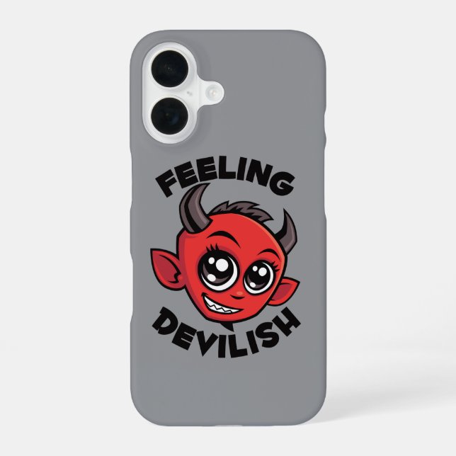 Feeling Devilish Cute Smiling Devil iPhone 16 Case (Back)