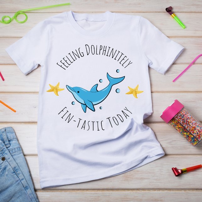 Feeling Dolphinitely Fin-tast Today Kids T-Shirt (Creator Uploaded)