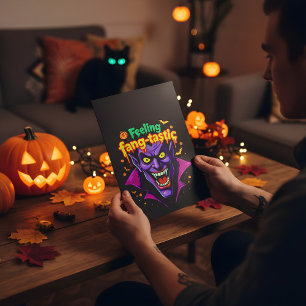 Feeling Fang Tastic Halloween Vampire Design Foil Greeting Card