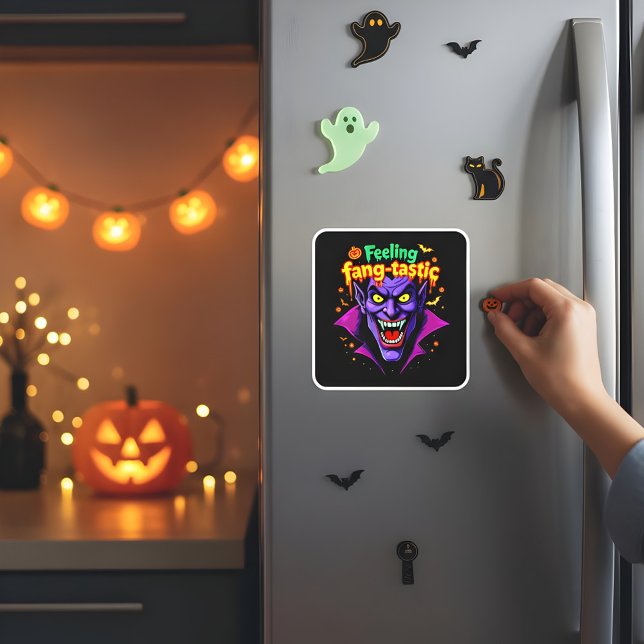 Feeling Fang Tastic Halloween Vampire Design Square Sticker (Creator Uploaded)