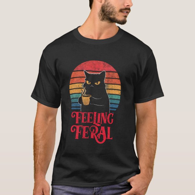 Feeling Feral Funny Summer Cat Lover Design For Gi T-Shirt (Front)
