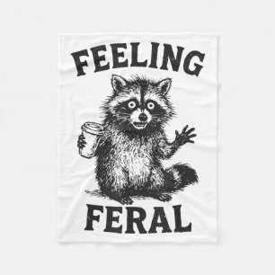 Feeling Feral Raccoon Drink Coffee Funny Trash Pan Fleece Blanket