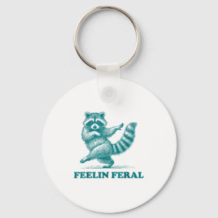 Feeling Feral Racoon Ironic Saying Vintage Funny R Key Ring