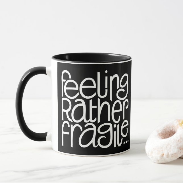 Feeling Fragile Black Mug (With Donut)