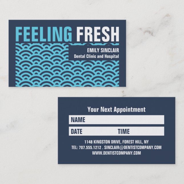 Feeling Fresh, Dentist Appointment  Business Card (Front/Back)