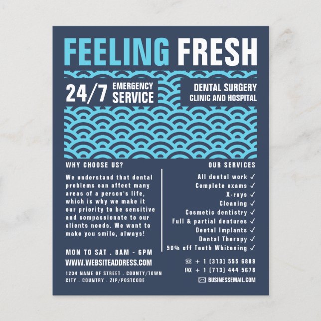 Feeling Fresh, Dentistry, Dentist Advert Flyer (Front)