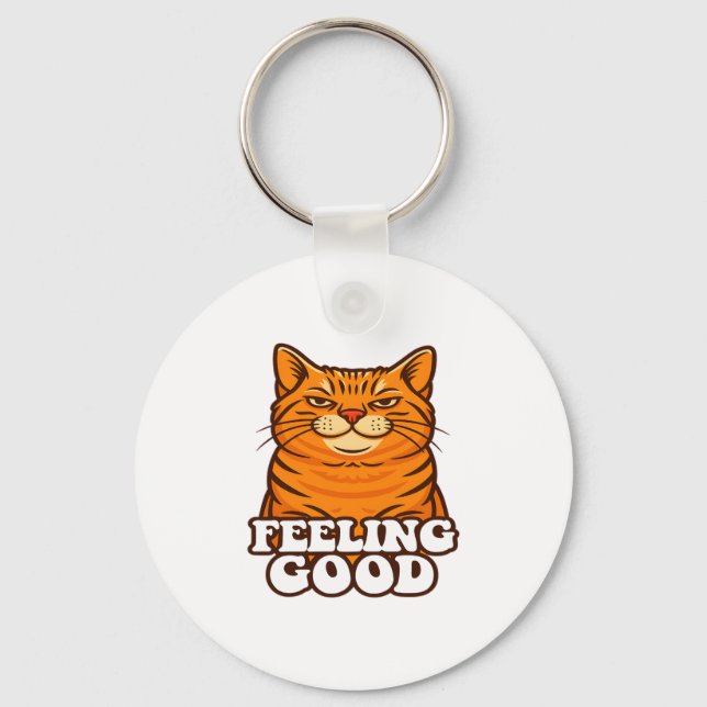 Feeling Good Cool Cat Key Ring (Front)
