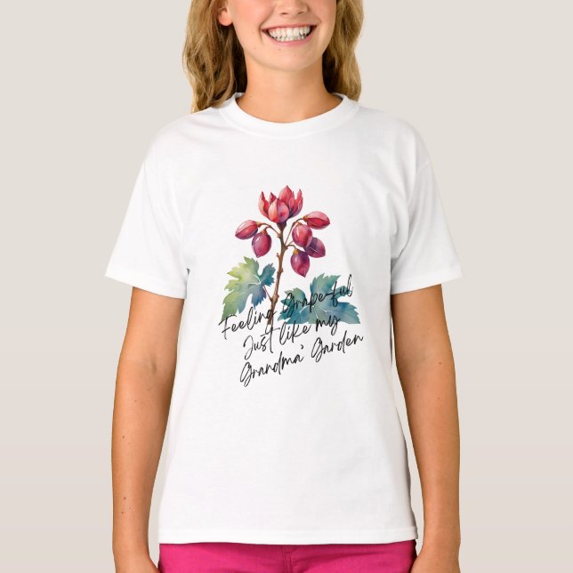 Feeling Grapeful Grandma's Garden Floral Art Print T-Shirt (Front)