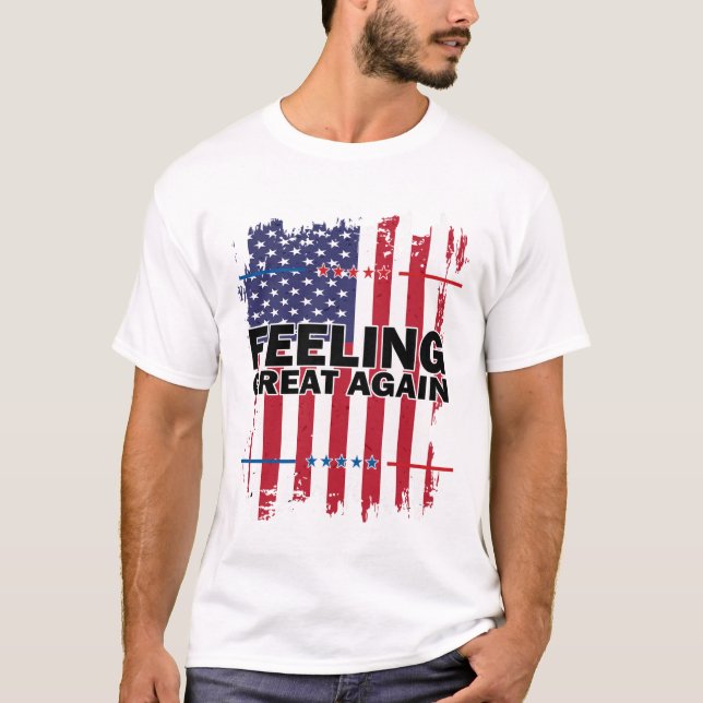 Feeling Great Again Trump 2024 American Usa Flag V T-Shirt (Front)
