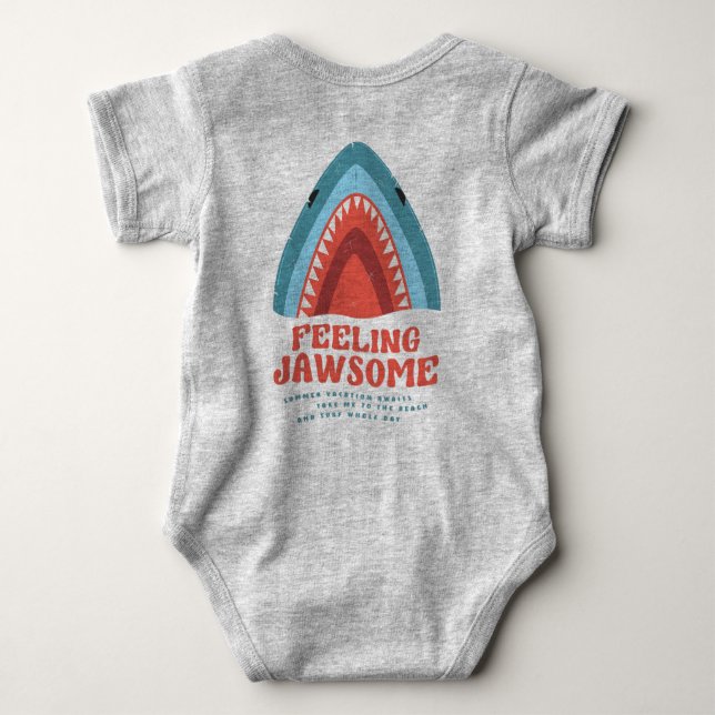 Feeling Jawsome Shark Funny Summer Puns Baby Bodys Bodysuit (Back)