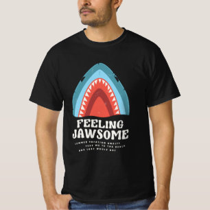 Feeling Jawsome Shark Funny Summer Puns Black T-Shirt