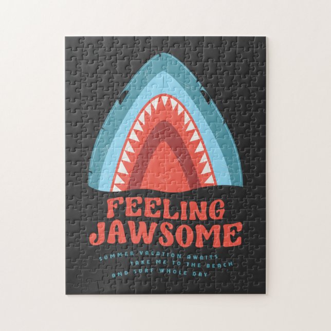 Feeling Jawsome Shark Funny Summer Puns Jigsaw Puz Jigsaw Puzzle (Vertical)