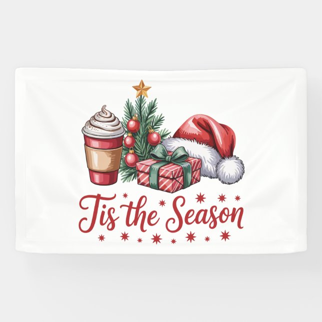 Feeling Jolly Christmas Tree Hot Cocoa Holiday Banner (Horizontal)