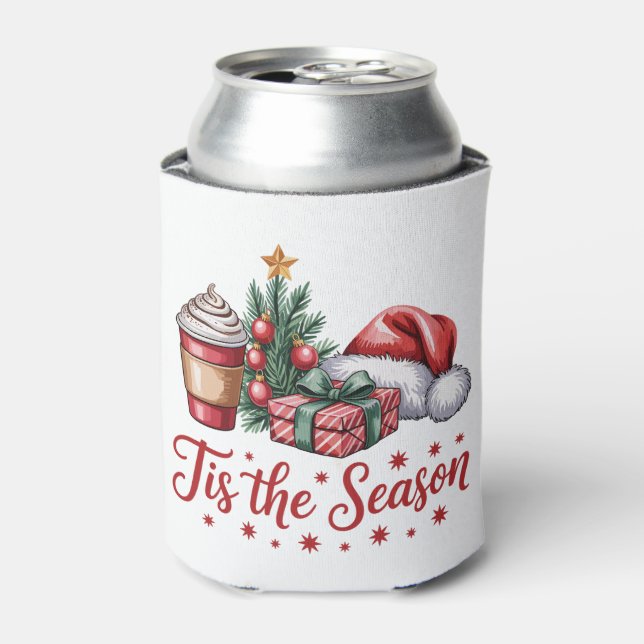 Feeling Jolly Christmas Tree Hot Cocoa Holiday Can Cooler (Can Front)