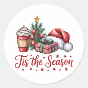 Feeling Jolly Christmas Tree Hot Cocoa Holiday Classic Round Sticker