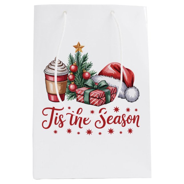 Feeling Jolly Christmas Tree Hot Cocoa Holiday Medium Gift Bag (Front)
