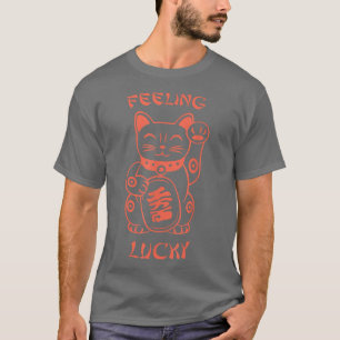 Feeling Lucky  Chinese Lucky Cat Tee Orange 