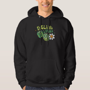 Feeling Lucky Dice Retro Groovy St Patrick's Day W Hoodie