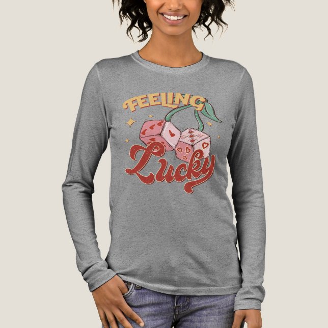 Feeling Lucky Dice Retro Typography Tri-Blend Shirt (Front)