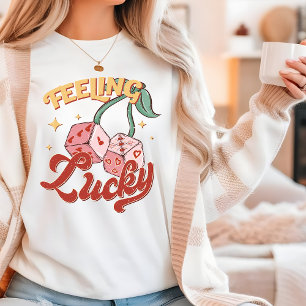 Feeling Lucky Dice Retro Typography Tri-Blend Shirt