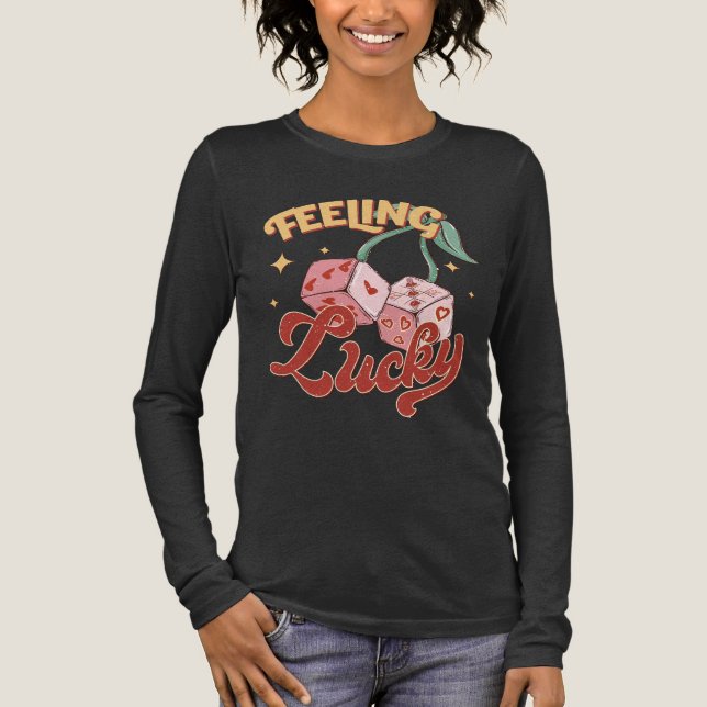 Feeling Lucky Dice Retro Typography Tri-Blend Shirt (Front)