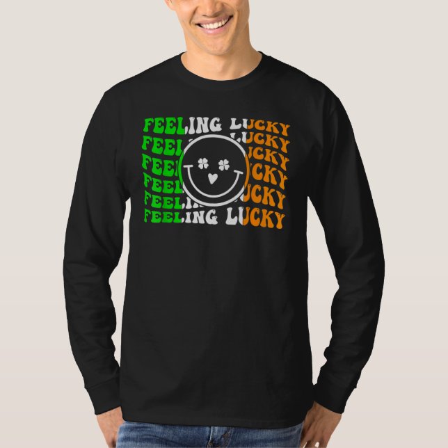 Feeling Lucky Irish Flag Shamrock Leaf St Patrick' T-Shirt (Front)