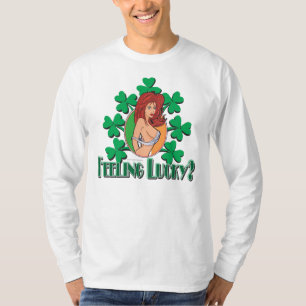 Feeling Lucky Irish GirlIrish Girl with Shamrocks, T-Shirt