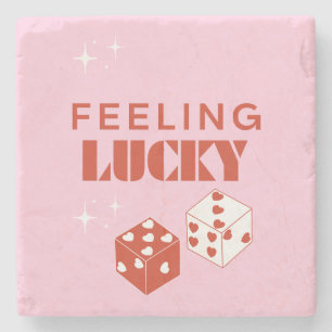  Feeling Lucky, Lucky Girl, Luckiest Girl, Pink Stone Coaster