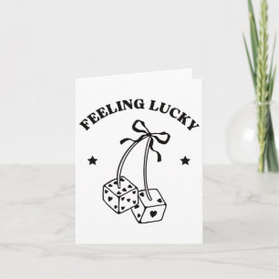 Feeling Lucky Retro Dice Valentine Cute Hearts Rib Card
