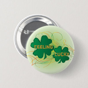 Feeling Lucky Shamrock Clovers 6 Cm Round Badge