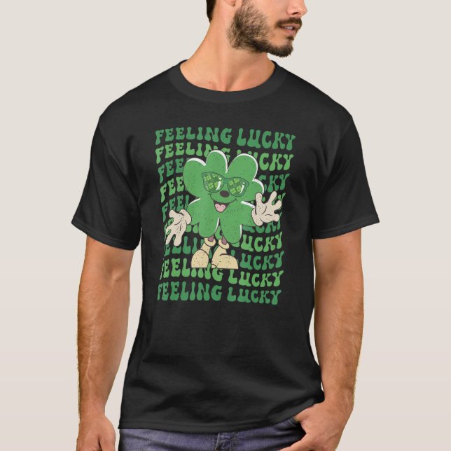 Feeling Lucky Smile Face Shamrock St Patrick's day T-Shirt (Front)