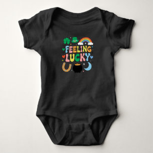 Feeling Lucky St Patricks Day Charm Irish Shamrock Baby Bodysuit