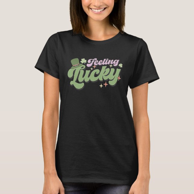 Feeling Lucky  St Patricks Day Design Leprechaun H T-Shirt (Front)