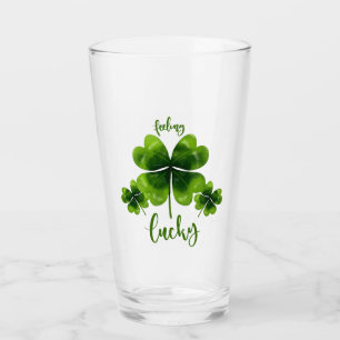 Feeling Lucky St Patrick's Day Glass with Shamrock