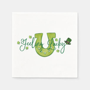 Feeling Lucky St. Patrick's Day Horseshoe Shamrock Napkin