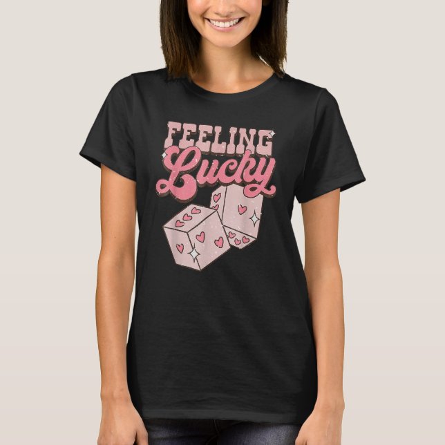 Feeling Lucky Valentines Day Cute Hearts Girls Boy T-Shirt (Front)