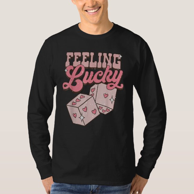 Feeling Lucky Valentines Day Cute Hearts Girls Boy T-Shirt (Front)