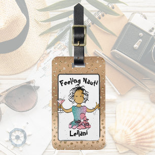 Feeling Nauti Rose Gold Bling Tropical Cruise Luggage Tag
