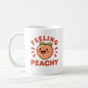 Feeling Peachy Peach Fruit Happy Kawaii Coffee Mug