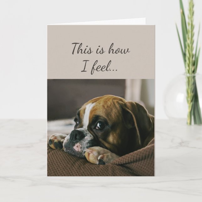Feeling Sad Worried Cute Boxer Dog Puppy Holiday Card (Front)