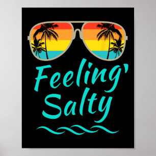 Feeling Salty Island Vacation Surfing Palm Retro B Poster