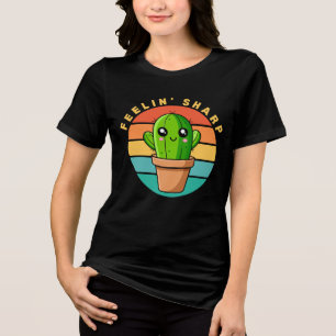 Feeling Sharp Funny Kawaii Cute Cactus Quote Tri-Blend Shirt