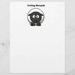 Feeling Sheepish Cute Sheep Cartoon with Funny Pun