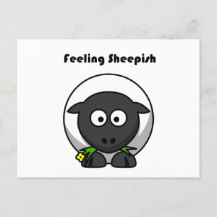 Feeling Sheepish Cute Sheep Cartoon with Funny Pun Postcard